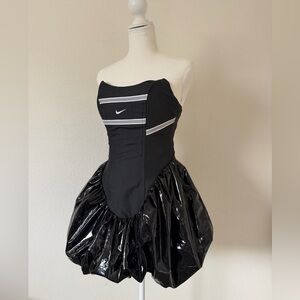 Nike Black Strapless Dress with Glossy Skirt